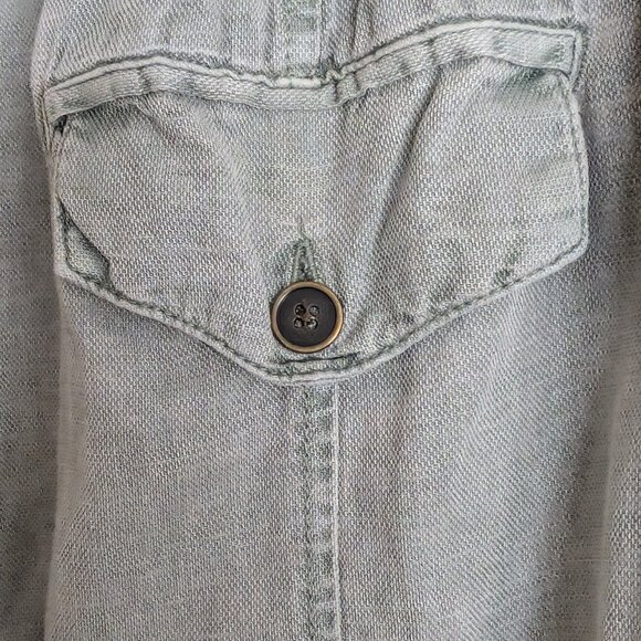 Nicole Miller Linen Blend Cargo Pants Size M Weathered Sage Green Cuffed MidRise - Picture 4 of 8